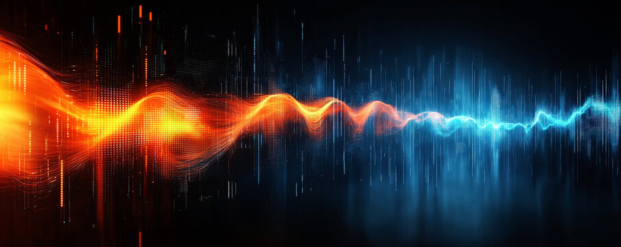Colorful Wave Patterns Representing Digital Signal or Sound Frequency