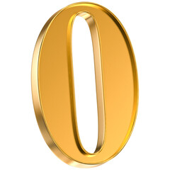 Brilliant Golden Three-Dimensional Number Zero Representing New Starts, Cycles, and Absence in Luxury