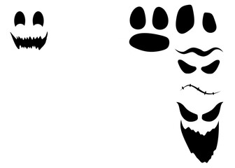 Halloween ghost with different faces, vector image, high resolution PNG