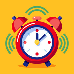 Digital Illustration of Red Alarm Clock Ringing