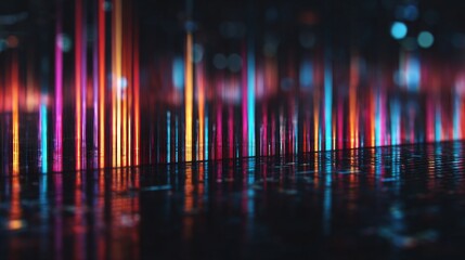 Vibrant waveform animation with echoing sound bars, showcasing high fidelity audio visualization and dynamic pulse effects for a modern digital experience