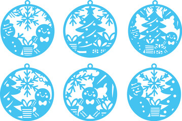 Christmas round ornament with holiday scene