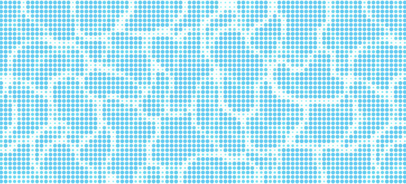 Multiple blue Halftone wave vector background, with upper white copy space