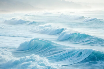 Calm Watercolor Ocean Horizon Minimalist Landscape Digital Painting