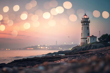 Atmospheric Coastal Landscape with Twilight Glow and Mist