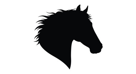 Silhouette of a majestic horse head with flowing mane ideal for equestrian themes isolated on white background silhouette design isolated on white background