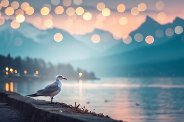 Atmospheric Coastal Landscape with Twilight Glow and Mist