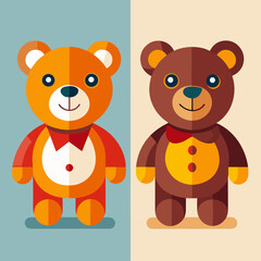 Obraz premium Comparison of Two Teddy Bear Illustrations Side by Side