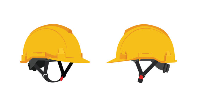 Two yellow hard hats for safety construction worker protection equipment isolated on white isolated on white background silhouette design isolated on white background