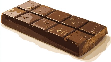 A rectangular bar of rich, dark chocolate, segmented for easy snapping, with visible texture