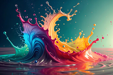 Dynamic 3D Abstract Space with Glowing Neon and Vanishing Point