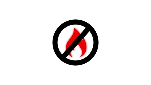 Flame icon animation with black white background.