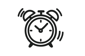 Ringing alarm clock icon. Simple flat vector pictogram. Wake up symbol. Time management, deadline, reminder, and alert concept. Morning schedule and notification sign for web.