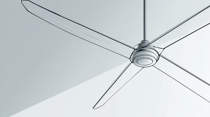 A sleek, modern ceiling fan with four translucent blades against a gradient gray background