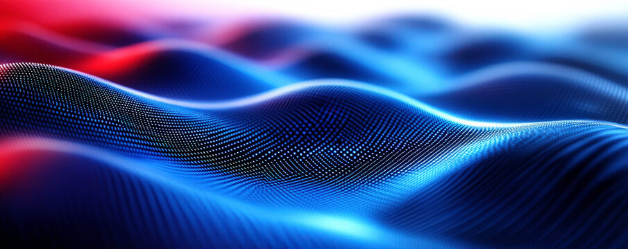 Dynamic Blue and Red Wavy Lines Abstract Visualization