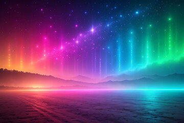 Colorful Digital Art of Sci-Fi Tunnel with Glass and Light Effects