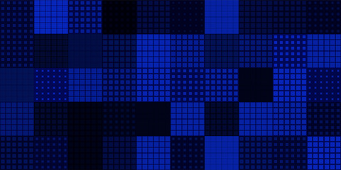 Digital Technology Colorful Blue Pixels Mosaic Background. Digital Data Square Blue Pattern. Digital Pixel Mosaic Pattern. Vector Illustration.