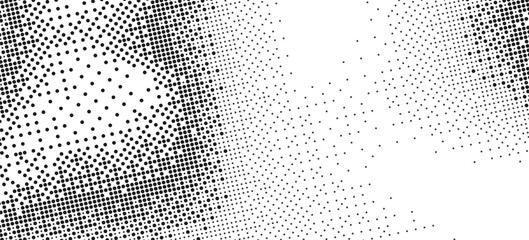 Pixel dithering gradient. Bitmap texture background. Black and white random pixels pattern. Retro glitchy vector art illustration. Monochromatic dissolve effect. 8 bit video game screen wallpaper.