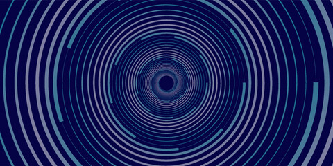 Abstract blue digital dynamic circle with hexagon line on dark background. Futuristic hi-technology concept. Sound wave. Vector illustration