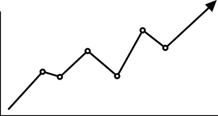 Vector line graph with smooth trend curve, financial analysis chart, business growth data visualization,