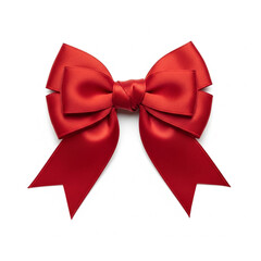 Fototapeta premium Red Satin Gift Bow with Ribbon Tails red bow satin bow