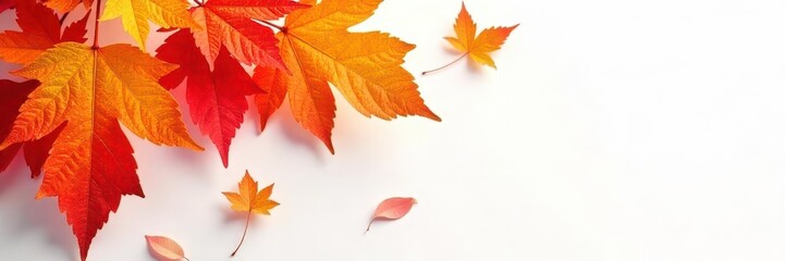 Vibrant autumn leaves on a white background, perfect for seasonal graphics or fall-themed designs , wallpaper, orange