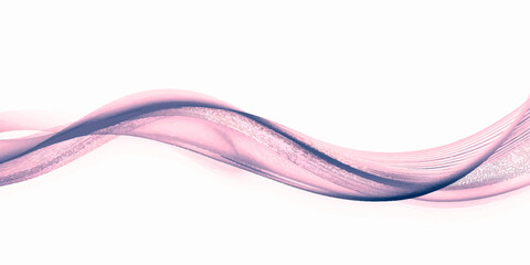 Create an abstract digital artwork of soft flowing waves in pastel pink and lavender tones, blending gracefully over a white background, symbolizing calmness, serenity, and motion.