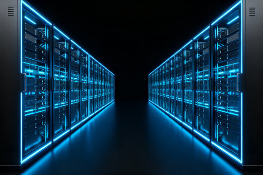 server room with blue lights