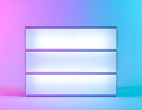An illuminated light box displaying an empty message