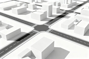 White architectural model of city streets
