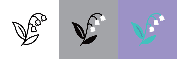 すずらんのカラーとモノクロアイコン