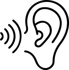 Headphones icon with human ear vector illustration on internet button