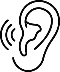 Headphones icon with human ear vector illustration on internet button