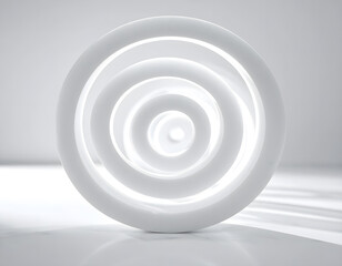 Obraz premium White spiral object with geometric rings and soft shadows