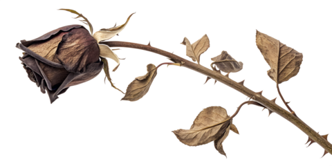 Dried Black Rose Flower Stem for Gothic and Halloween Design