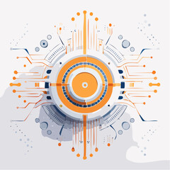 Obraz premium Futuristic circuit board, viewed from a high angle, vector illustration