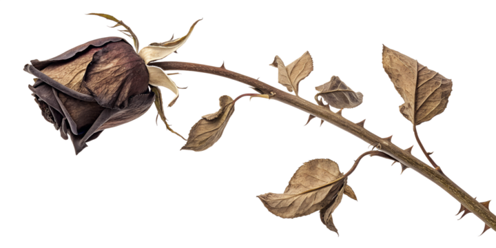 Dried Black Rose Flower Stem for Gothic and Halloween Design