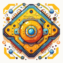 Futuristic circuit board, viewed from a high angle, vector illustration