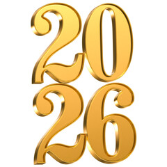 Elegant golden 3D number 2026, symbolizing New Year, future prosperity, anniversaries, and festive celebrations.