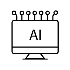 Minimal line icon set representing artificial intelligence technology