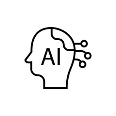 Minimal line icon set representing artificial intelligence technology