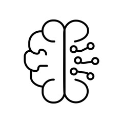 Minimal line icon set representing artificial intelligence technology