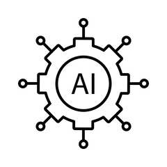 Minimal line icon set representing artificial intelligence technology