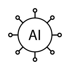 Minimal line icon set representing artificial intelligence technology