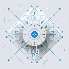 Futuristic circuit board, viewed from a high angle, vector illustration