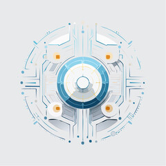 Obraz premium Futuristic circuit board, viewed from a high angle, vector illustration