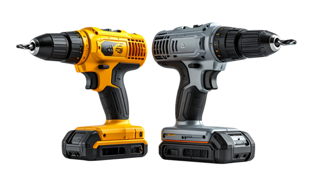 3D Drill Machine Bundle Two Variations isolated on transparent background