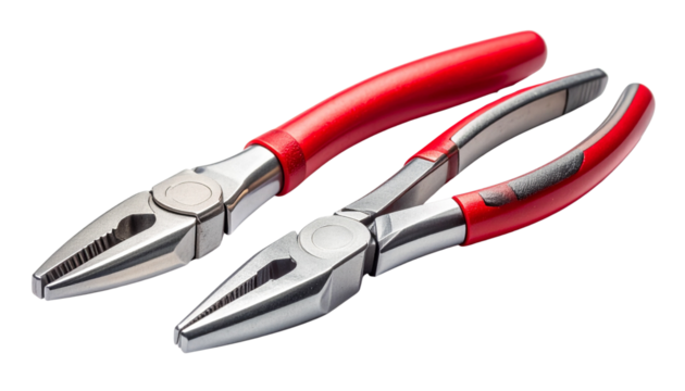 3D Mini Precision Pliers and 3D End Cutting Pliers, isolated on transparent background