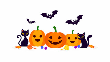 Fototapeta premium Haunted Forest Path with Glowing Pumpkins and Bats Under Moonlight