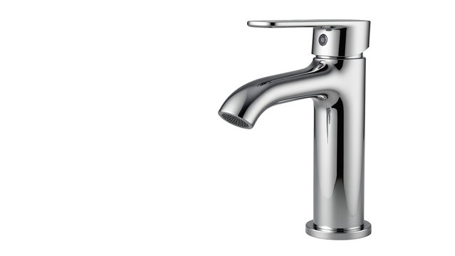 Sleek chrome faucet with modern design, perfect for contemporary bathrooms or kitchens, showcasing elegance and functionality